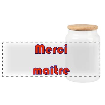 MASTER. THANK YOU. THANK YOU MASTER. MASTER. MASTER GIFT - Panoramic Cookie Jar with Wooden Lid - white - Front
