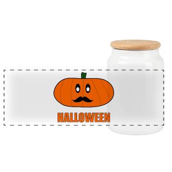 HALLOWEEN. CITROUILLE. CITROUILLE HALLOWEEN - Boîte à biscuits avec couvercle en bois - blanc - Devant