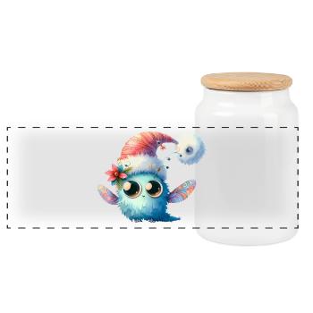 Monstre de Noël mignon et drôle - Boîte à biscuits avec couvercle en bois - blanc - Devant