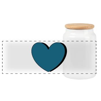 blaues Herz Valentinstag - Panorama Keksdose mit Holzdeckel - Weiß - Vorne