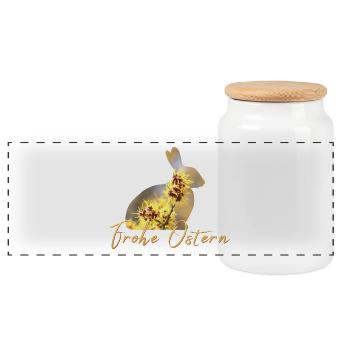Frohe Ostern - Panorama Keksdose mit Holzdeckel - Weiß - Vorne