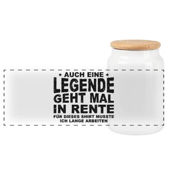 Auch Eine Legende Geht Mal In Rente Geschenk Rente - Panorama Keksdose mit Holzdeckel - Weiß - Vorne