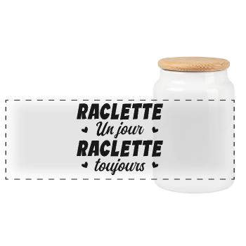 Raclette un jour raclette toujours manger fromage - Boîte à biscuits avec couvercle en bois - blanc - Devant