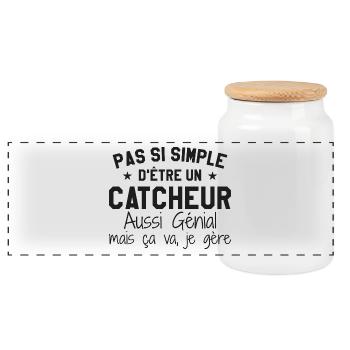 Catcheur Génial - Boîte à biscuits avec couvercle en bois - blanc - Devant
