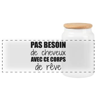 Pas besoin de cheveux avec ce corps de rêve - Boîte à biscuits avec couvercle en bois - blanc - Devant