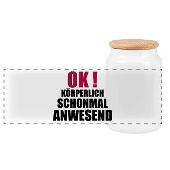 körperliche anwesenheit - Panorama Keksdose mit Holzdeckel - Weiß - Vorne