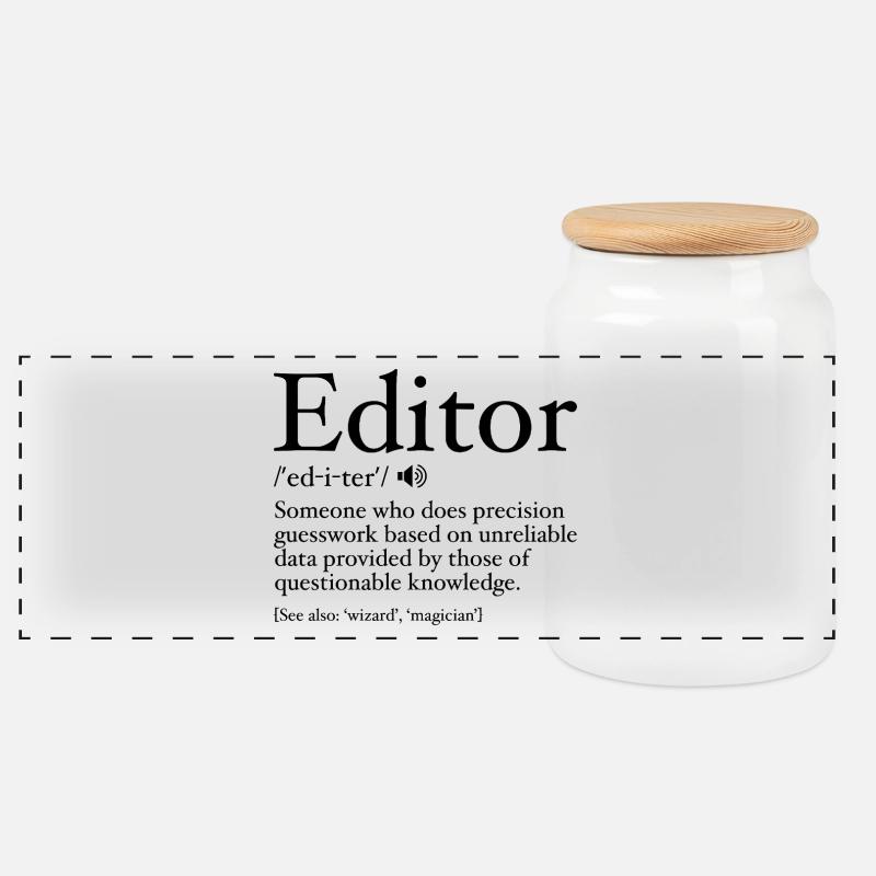 Lustige Editor-Definition Editor-Definition - Editor - Panorama Keksdose mit Holzdeckel - Weiß