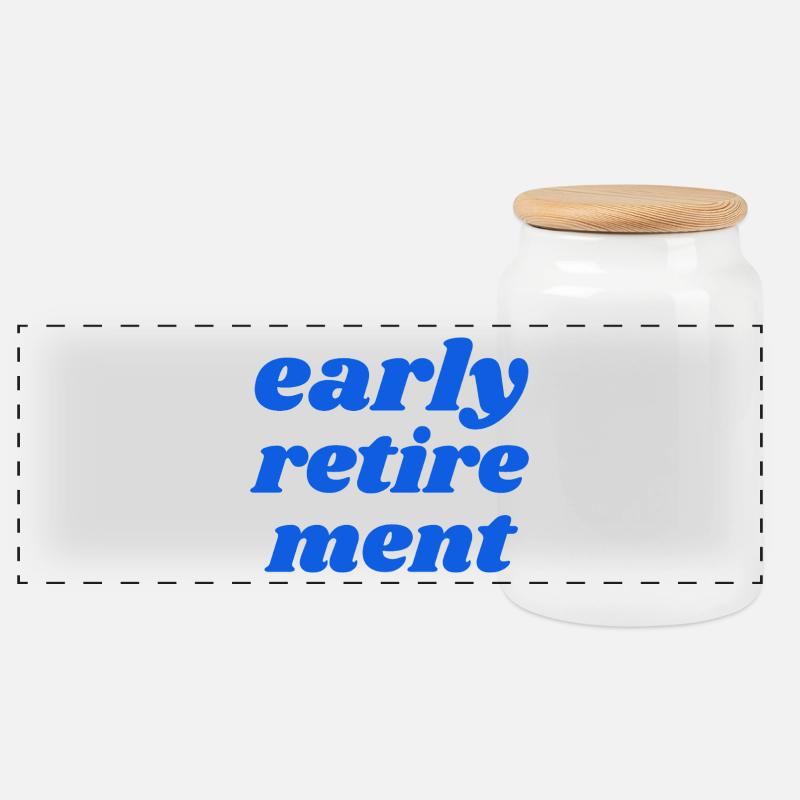 early retirement - Panoramic Cookie Jar with Wooden Lid - white