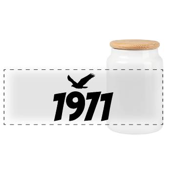 Graphique vintage d’aigle vintage 1971 - Boîte à biscuits avec couvercle en bois - blanc - Devant