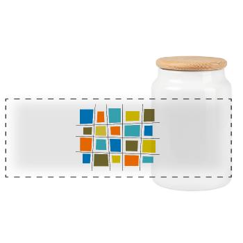 Farbiges Patchwork von Cean - Panorama Keksdose mit Holzdeckel - Weiß - Vorne