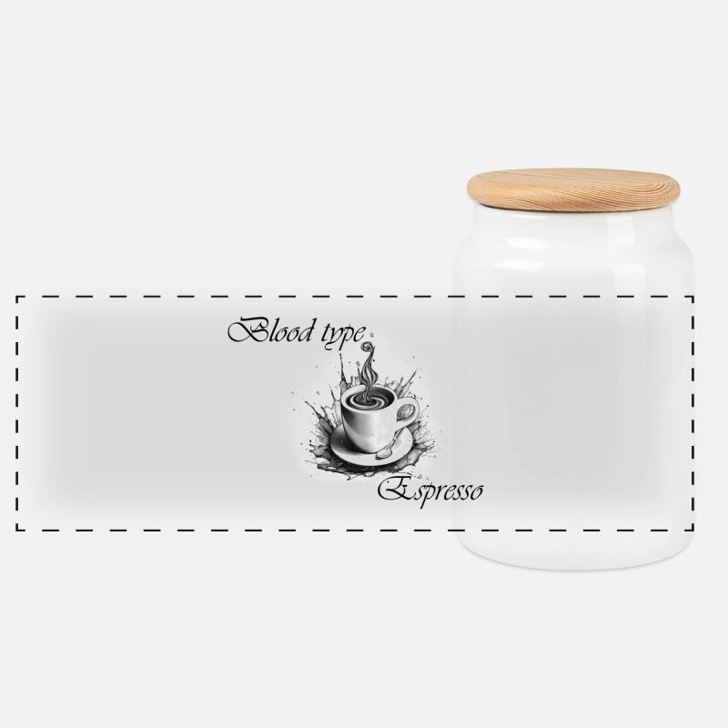 blood type espresso 2 - Panorama Keksdose mit Holzdeckel - Weiß