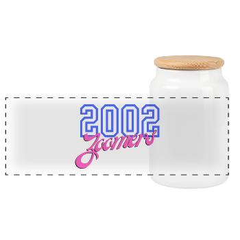 2002 Zoomers Sommer Retro Gradient Logo - Panorama Keksdose mit Holzdeckel - Weiß - Vorne
