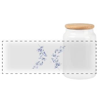 Monogramme N Floral Bleu - Boîte à biscuits avec couvercle en bois - blanc - Devant
