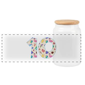 HOLIDAY NUMBER 10 YEARS SUMMER 10TH BIRTHDAY - Panoramic Cookie Jar with Wooden Lid - white - Front