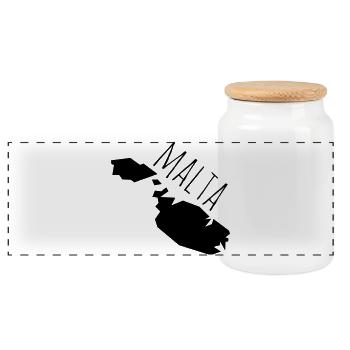 malta - Panoramic Cookie Jar with Wooden Lid - white - Front