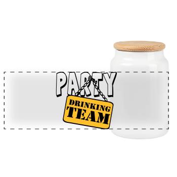 Party Drinking Team , Party Spruch Shirt (25) - Panorama Keksdose mit Holzdeckel - Weiß - Vorne