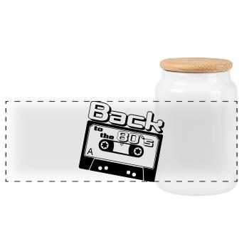 80er Party,Fun Shirt,Back to the 80s(25) - Panorama Keksdose mit Holzdeckel - Weiß - Vorne