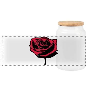 Rose - Panorama Keksdose mit Holzdeckel - Weiß - Vorne