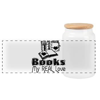 Livres - My Real Love Gift Book Reading Reader - Boîte à biscuits avec couvercle en bois - blanc - Devant