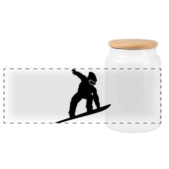 Snowboarder Silhouette - Boîte à biscuits avec couvercle en bois - blanc - Devant