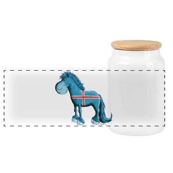 Cheval islandais - Boîte à biscuits avec couvercle en bois - blanc - Devant