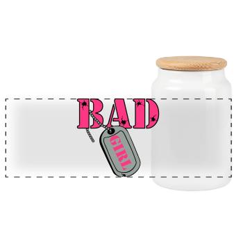 Party Shirt ,Feiern , Karneval, Bad Girl(25) - Panorama Keksdose mit Holzdeckel - Weiß - Vorne