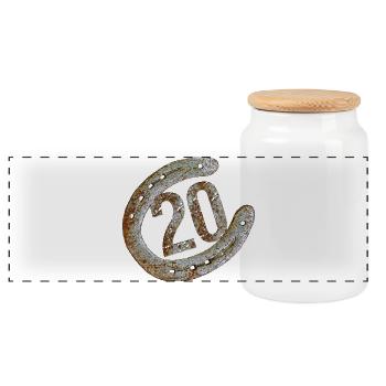 Horseshoe - 20 years - Panoramic Cookie Jar with Wooden Lid - white - Front
