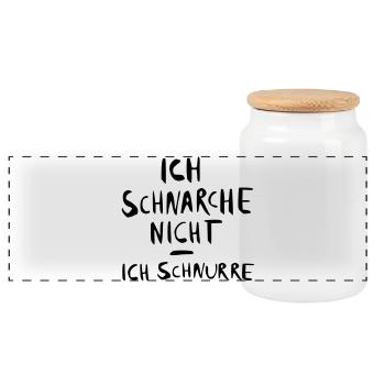 ich schnarche nicht - ich - Panorama Keksdose mit Holzdeckel - Weiß - Vorne