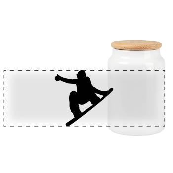 Snowboard - Boîte à biscuits avec couvercle en bois - blanc - Devant