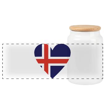 Iceland - Panoramic Cookie Jar with Wooden Lid - white - Front
