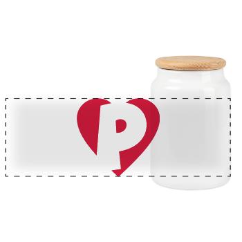 Heart P - I love P - Panoramic Cookie Jar with Wooden Lid - white - Front
