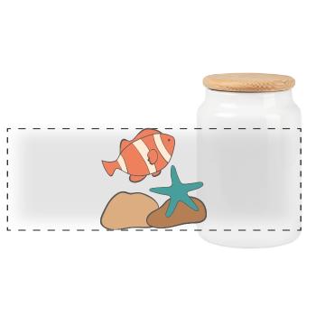 under water - Panoramic Cookie Jar with Wooden Lid - white - Front