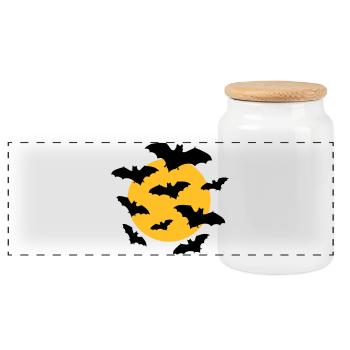 Bats & Moon - Panoramic Cookie Jar with Wooden Lid - white - Front