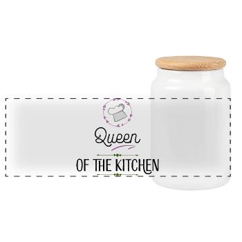 Kochen - Panoramic Cookie Jar with Wooden Lid - white - Front