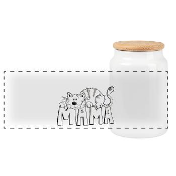 Katzen Mama - Kätzin - Katze - Cat - Geschenk - Panorama Keksdose mit Holzdeckel - Weiß - Vorne