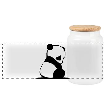 panda - Panoramic Cookie Jar with Wooden Lid - white - Front