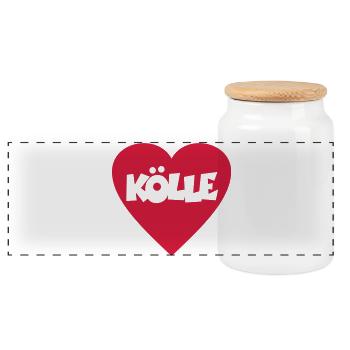 I Love Kölle - Ein Herz für Köln - Panorama Keksdose mit Holzdeckel - Weiß - Vorne