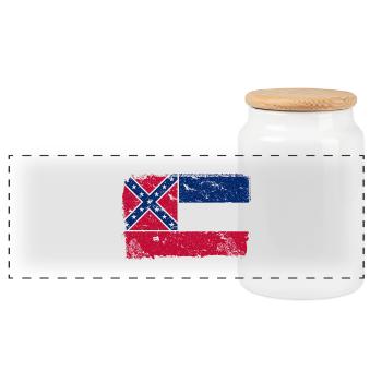 Mississippi Vintage Flagge - Panorama Keksdose mit Holzdeckel - Weiß - Vorne