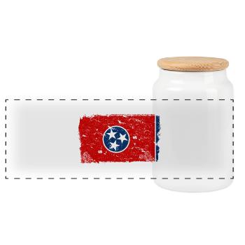 Tennessee vintage flag - Panoramic Cookie Jar with Wooden Lid - white - Front