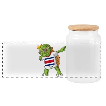 Costa Rica Dabbing turtle - Panoramic Cookie Jar with Wooden Lid - white - Front