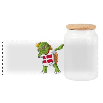 Danemark tortue tamponnant - Boîte à biscuits avec couvercle en bois - blanc - Devant