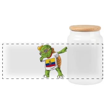 Equateur tortue tamponnant - Boîte à biscuits avec couvercle en bois - blanc - Devant