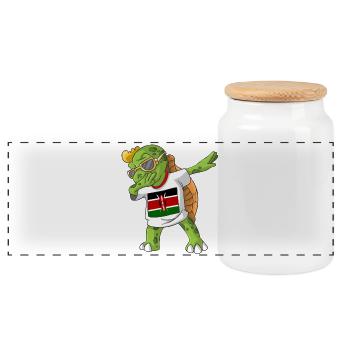 Kenia Dabbing Schildkröte - Panorama Keksdose mit Holzdeckel - Weiß - Vorne