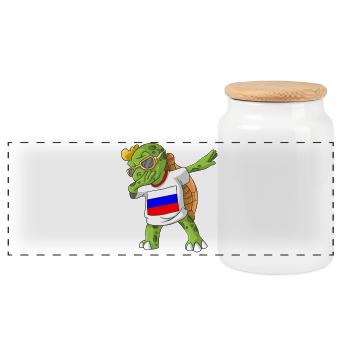 Russie tortue tamponnant - Boîte à biscuits avec couvercle en bois - blanc - Devant