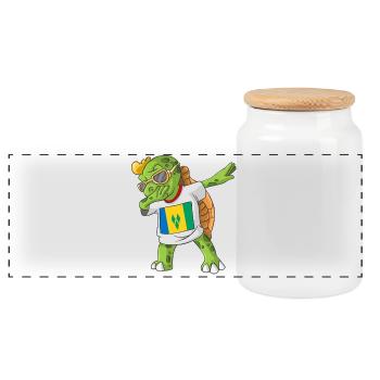 St. Vincent and the Grenadines Dabbing turtle - Panoramic Cookie Jar with Wooden Lid - white - Front