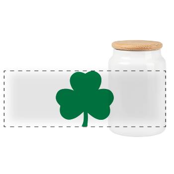 Shamrock - Panoramic Cookie Jar with Wooden Lid - white - Front