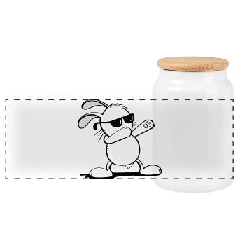 Cooler Dab Dance Hase - Dabbing Osterhase - Panorama Keksdose mit Holzdeckel - Weiß - Vorne