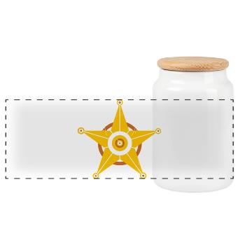 Sheriff Stern - Panoramic Cookie Jar with Wooden Lid - white - Front
