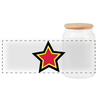 star - Panoramic Cookie Jar with Wooden Lid - white - Front