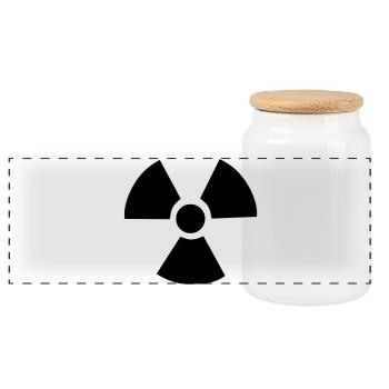 Radioactive Symbol - Panoramic Cookie Jar with Wooden Lid - white - Front